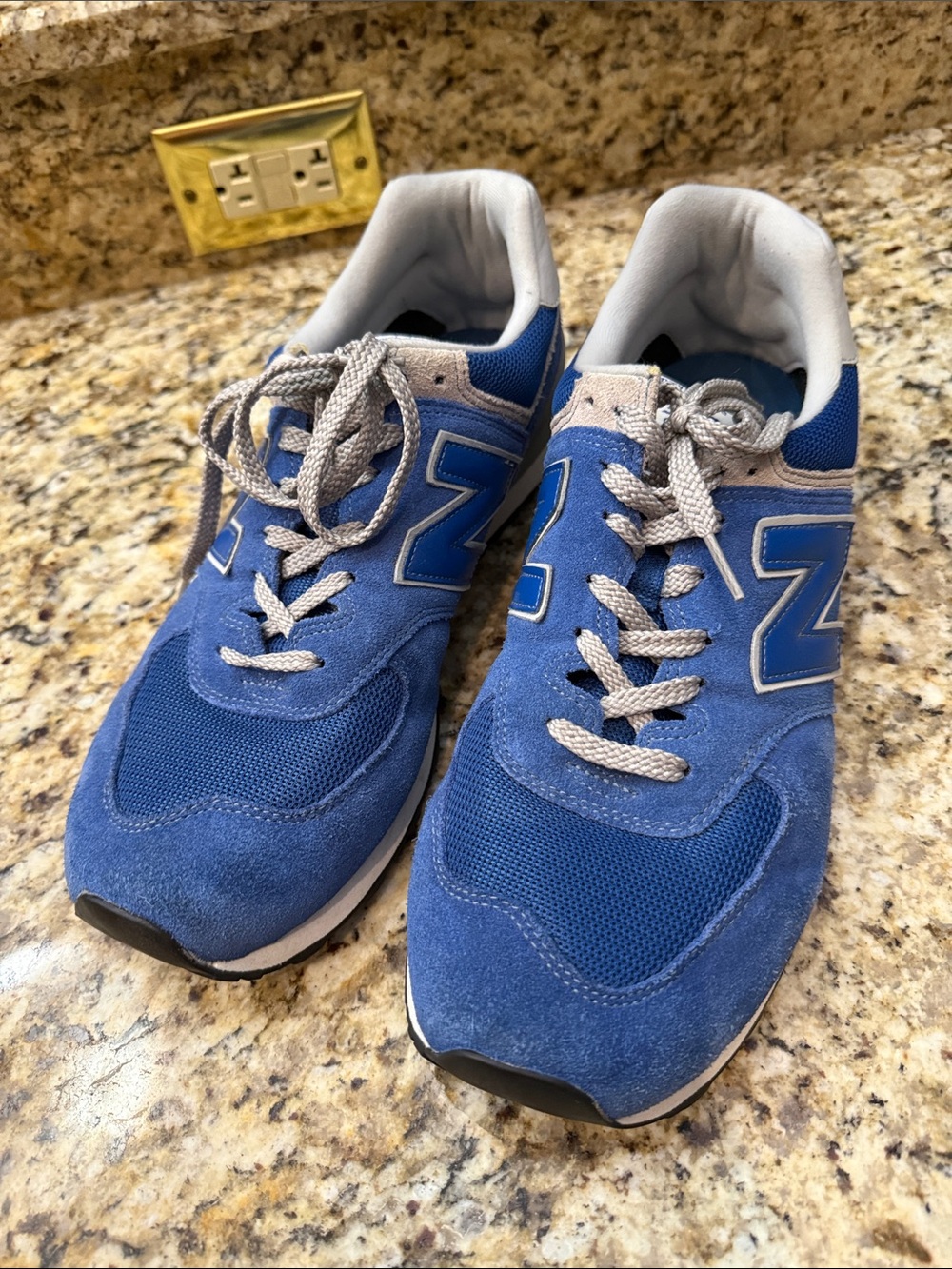 New Balance574  Blue Suede & Mesh Sneakers with Light Gray Accents